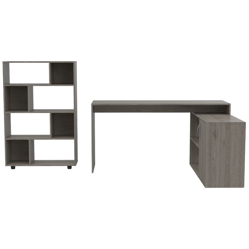 Escritorio + Biblioteca Color Office 8 Ceniza Para Oficina